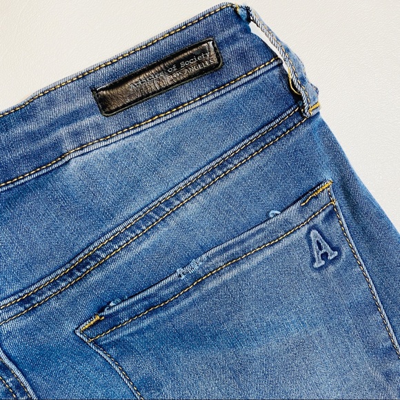 Articles Of Society Sarah Skinny Raw Hem Jeans Womens 25 Blue Distressed Stretch - Picture 9 of 11